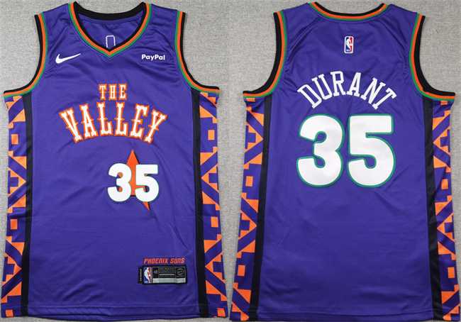 Mens Phoenix Suns #35 Kevin Durant Purple 2024-25 City Edition Stitched Basketball Jersey